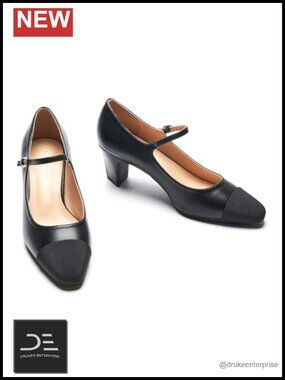 Chunky Block Heel Pumps for Women Closed Round Toe Low Heel Dress Shoes with